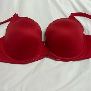 Victorias Secret Red Bra With Lace Accents